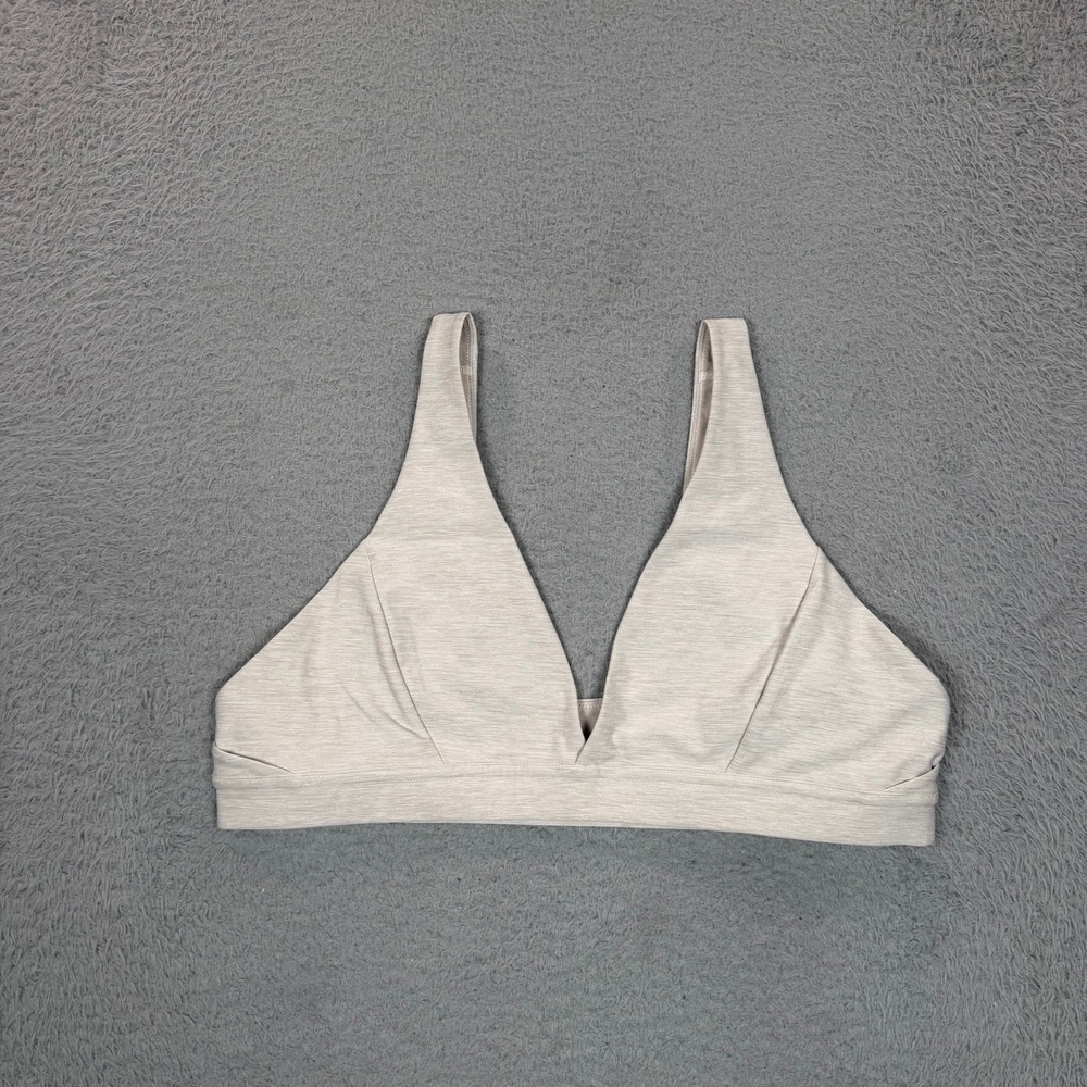 Athleta Womens XL Heathered Oatmeal Beige V-Neck Wireless Bralette Light Support